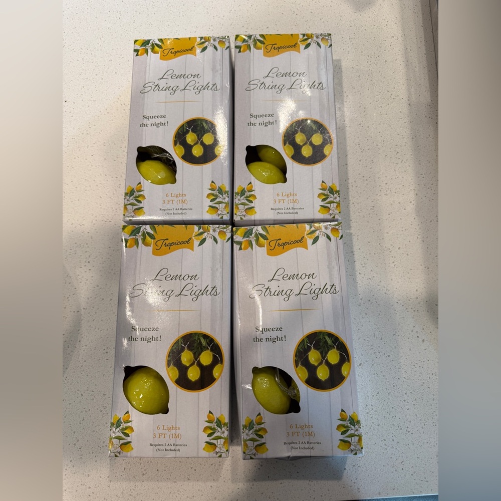 NIB Lemon String Lights 4 Boxes Yellow Battery Opperated